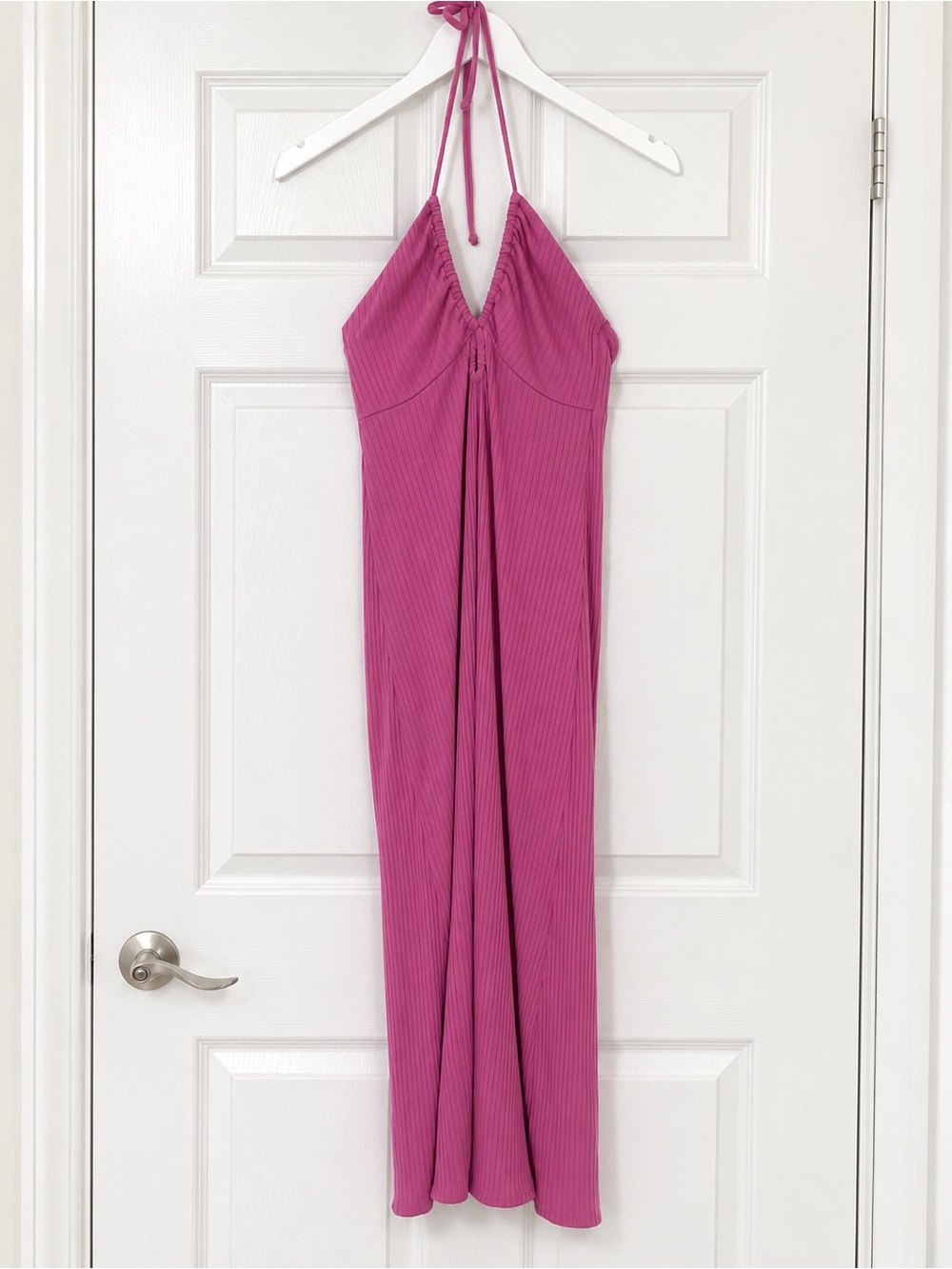 American Eagle Pink Ribbed halter maxi dress medium resort wear medium